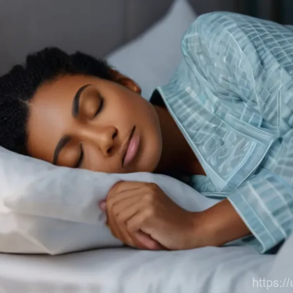 웰빙코디네이터와 운동 처방 - **Peaceful Sleep:** A person, gender-neutral in appearance and modestly dressed in a comfortable paj...