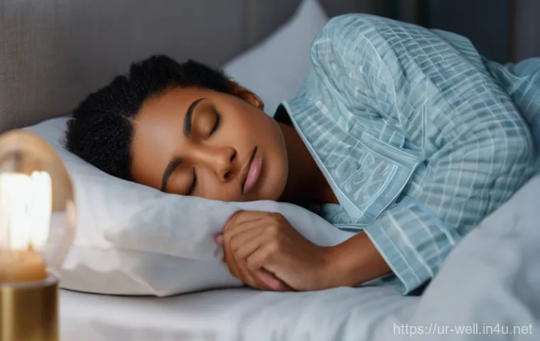 웰빙코디네이터와 운동 처방 - **Peaceful Sleep:** A person, gender-neutral in appearance and modestly dressed in a comfortable paj...