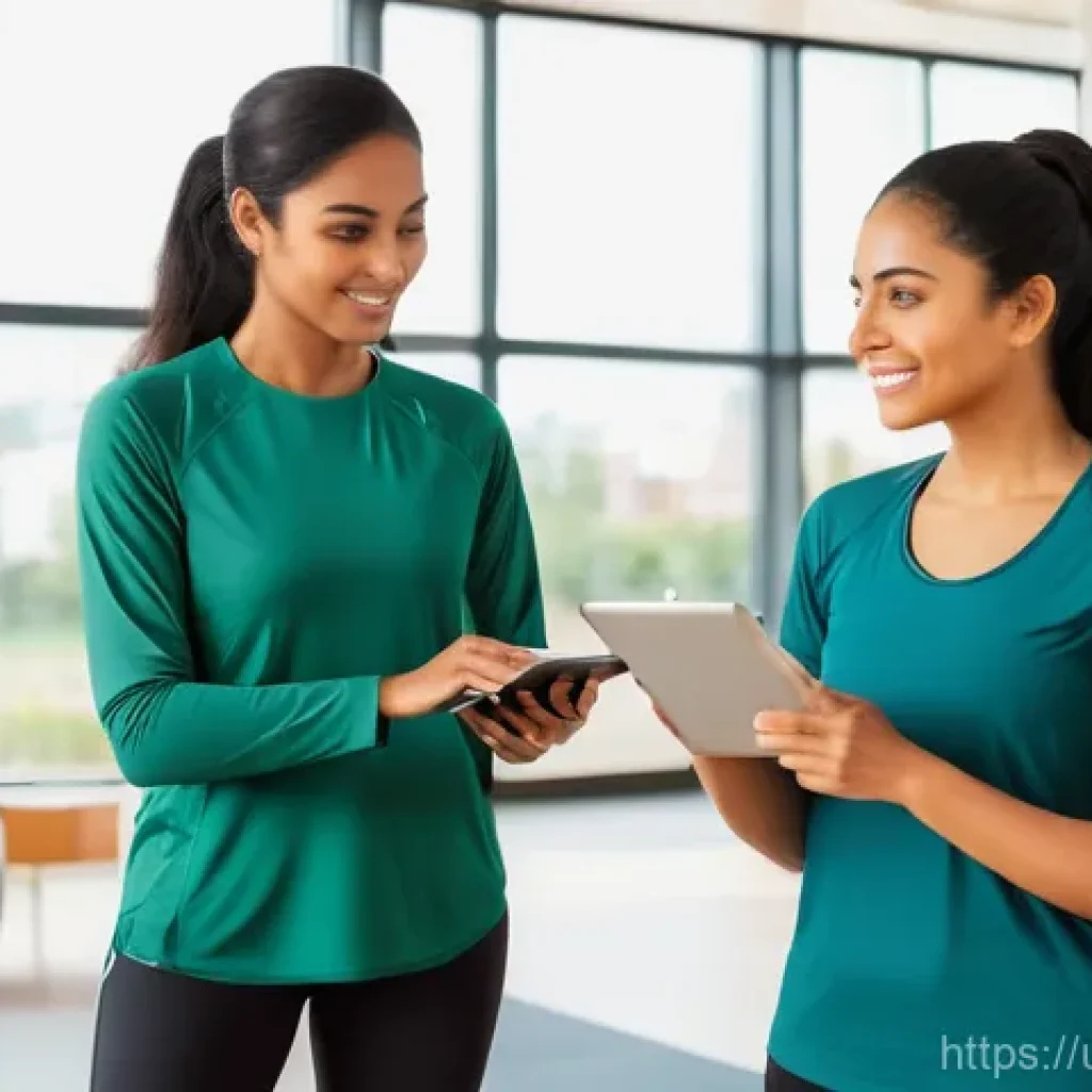 웰빙코디네이터와 맞춤형 운동 계획 - **Prompt 1: The Empathetic Wellness Consultation**
"A bright, modern wellness center with warm, ...