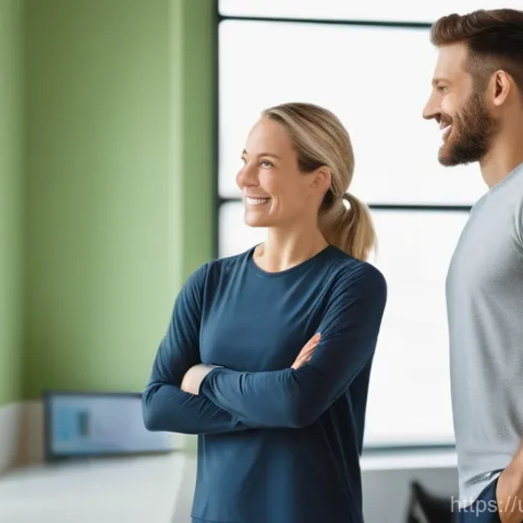 웰빙코디네이터와 고객 리포트 작성 - **Prompt:** A compassionate female wellness coordinator, dressed in a smart, modest blouse and tailo...