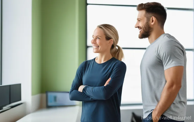 웰빙코디네이터와 고객 리포트 작성 - **Prompt:** A compassionate female wellness coordinator, dressed in a smart, modest blouse and tailo...