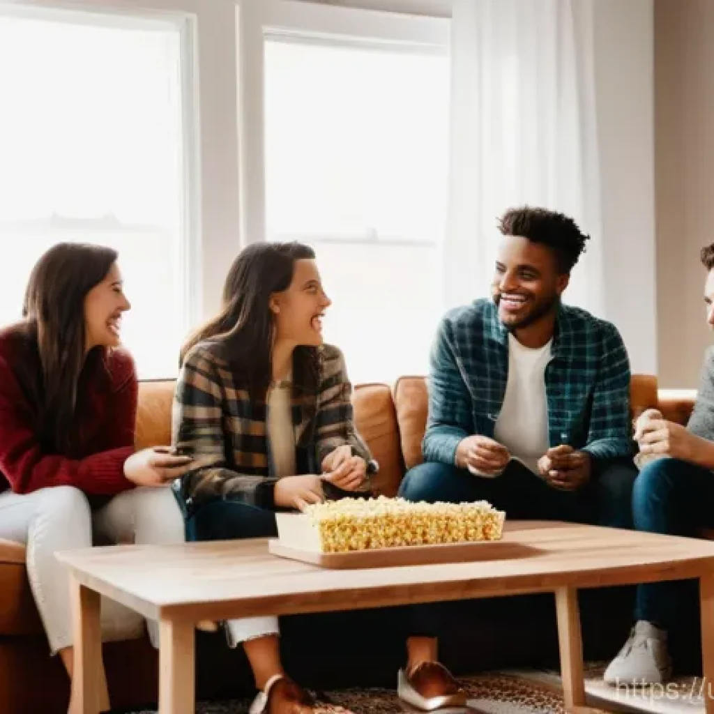 웰빙코디네이터 중점 과목 정리 - **Cozy Evening Gathering:** A diverse group of four young adults, dressed in stylish yet comfortable...