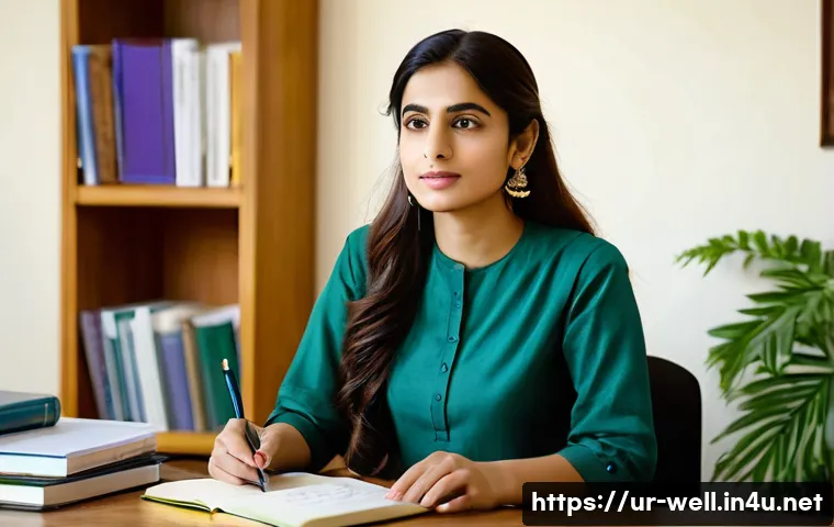 웰빙코디네이터 직무 역량 키우기 - **Prompt:** A thoughtful and determined young Pakistani woman (20s-30s), dressed in a modest yet sty...