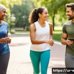 웰빙코디네이터와 건강 목표 성취법 - **Prompt:** A diverse group of four to five adults, aged 25-50, engaged in a positive and supportive...