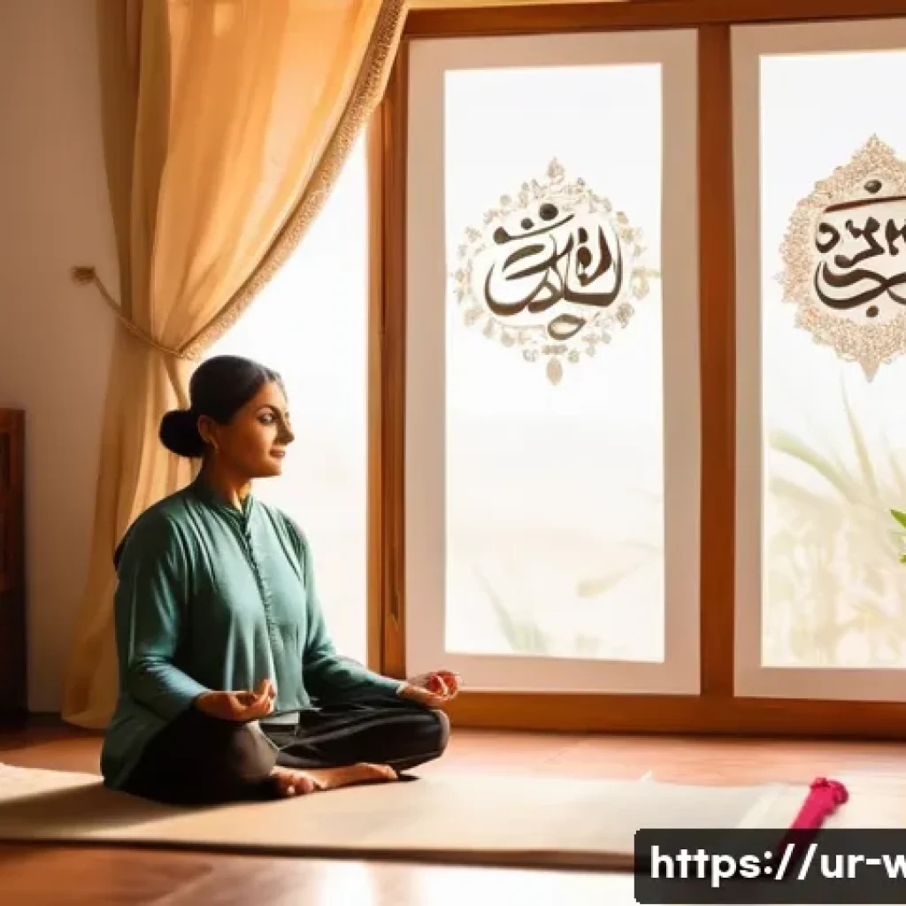 웰빙코디네이터가 추천하는 건강 서적 - A serene and cozy indoor scene showing a middle-aged South Asian woman practicing mindfulness medita...
