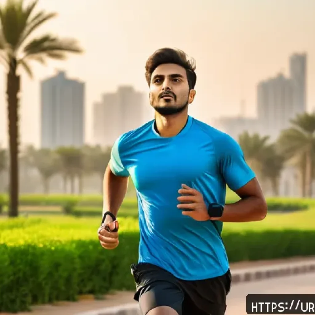 웰빙코디네이터와 건강 목표 달성 비법 - A modern South Asian man wearing smart casual clothing is jogging in an urban park during early morn...