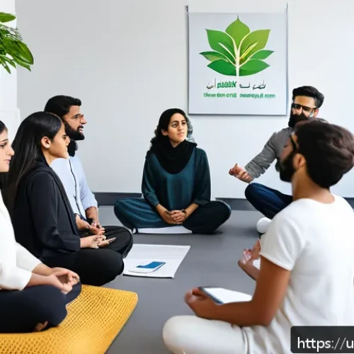 Home 30 웰빙코디네이터 직업의 장단점 - A modern office wellness workshop scene featuring a diverse group of employees sitting comfortably i...