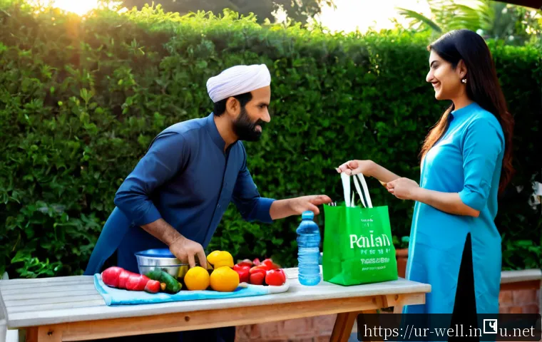 웰빙코디네이터와 지속 가능한 라이프스타일 - Photorealistic wellness coordinator in modest Pakistani attire guiding a middle-aged Urdu-speaking f...