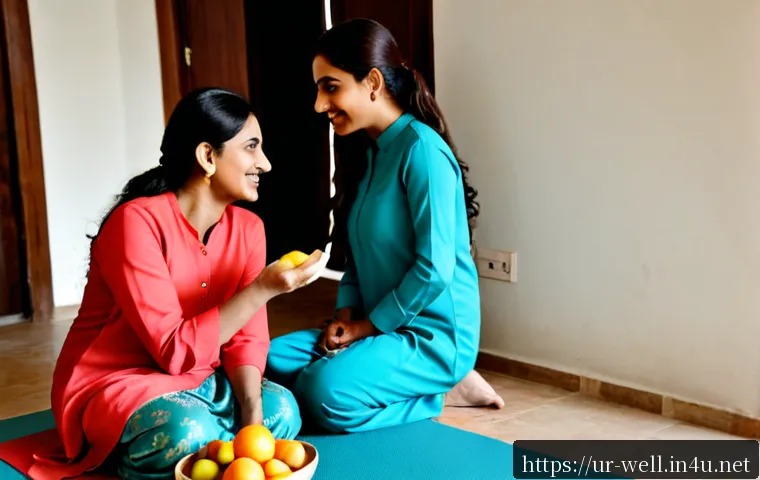 Home 17 웰빙코디네이터와 건강 목표 달성 전략 - Photorealistic wellness coaching session in a bright, welcoming Pakistani home, a friendly female we...